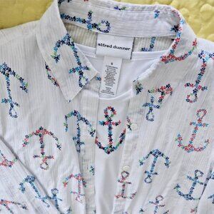ALFRED DUNNER Nautical Women Size S White 2 piece